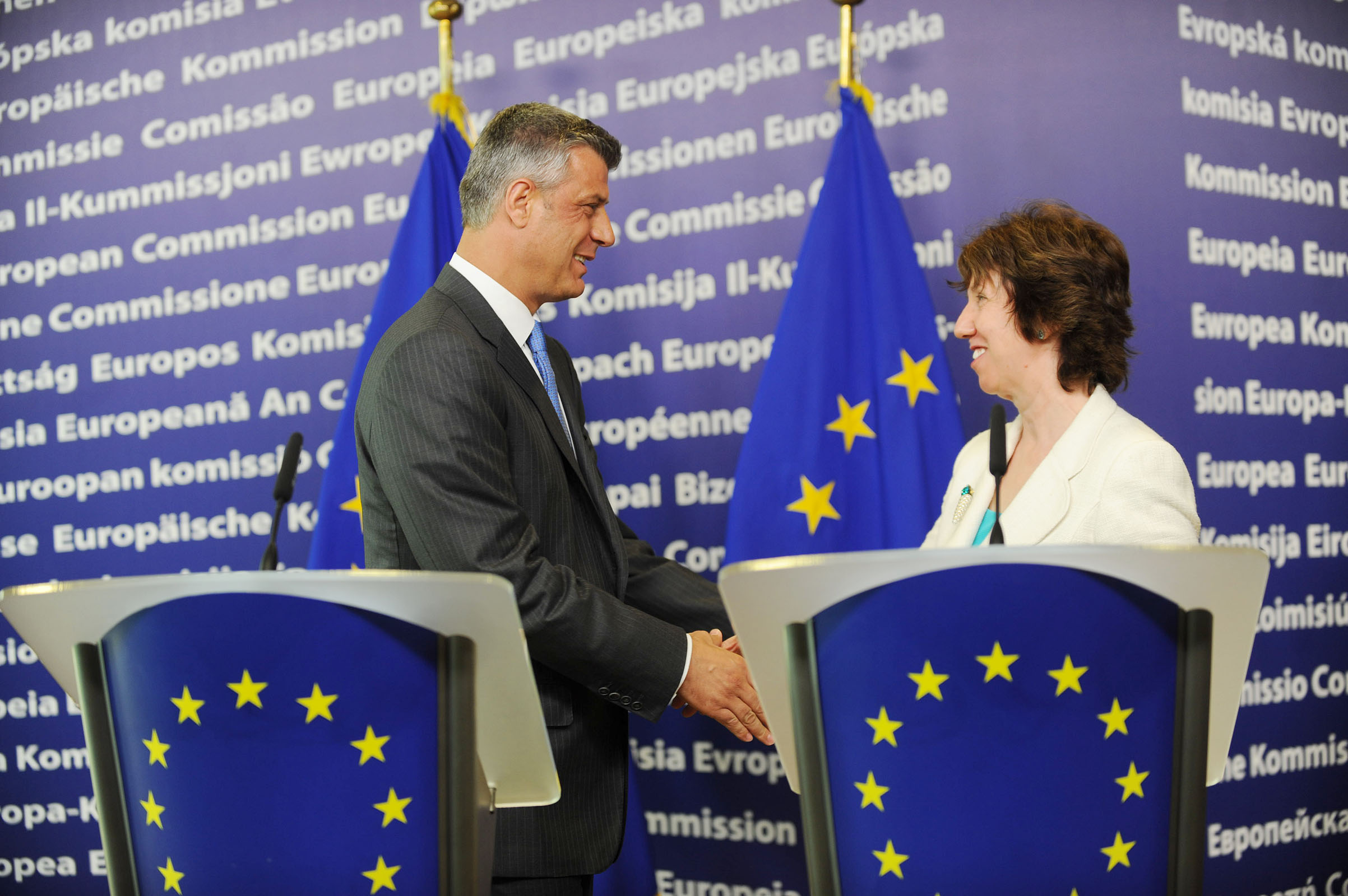 Kryeministri Thaçi takon në Bruksel zëvendëspresidenten e BE-së, Baroneshën Ashton, rikonfirmohet perspektiva evropiane e Kosovës: Rezultatet e fundit janë me të vërtetë të inkurajuese