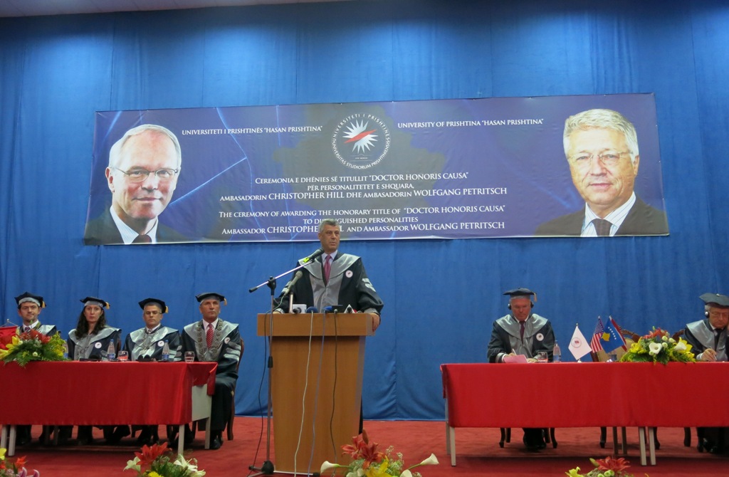 Fjala e kryeministrit të Republikës së Kosovës, Hashim Thaçi me rastin e shpalljes Doctor Hornoris Causa të diplomatëve Hill dhe Petritsch