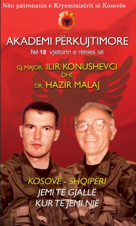 Homazhe dhe Akademi Përkujtimore me rastin e 18 vjetorit të rënies së Dëshmorëve të Kombit, Ilir Konushevci dhe Hazir Mala (VIDEO)