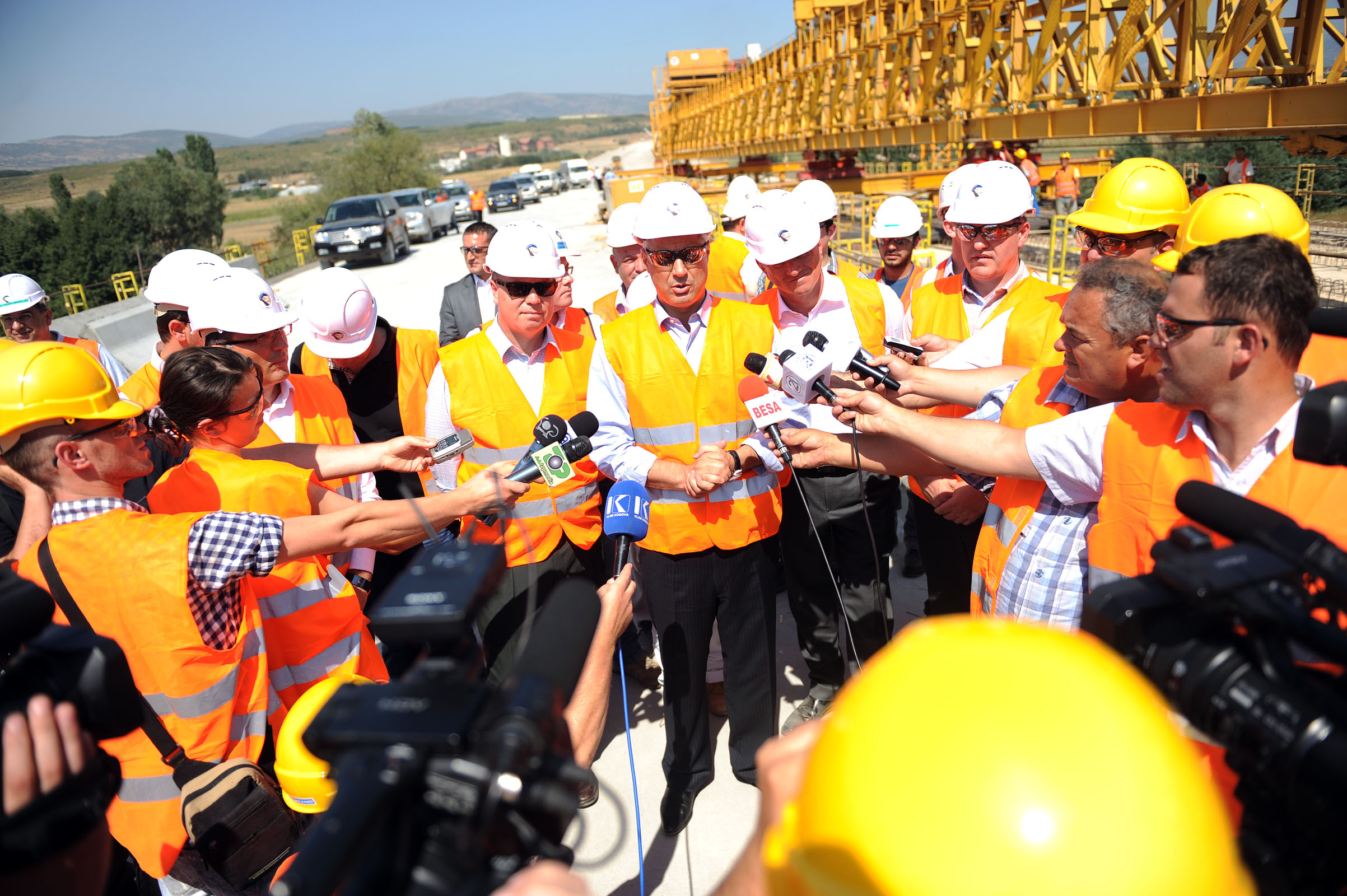 Prime Minister Hashim Thaçi inspects works on the Vermicë-Merdarë ...