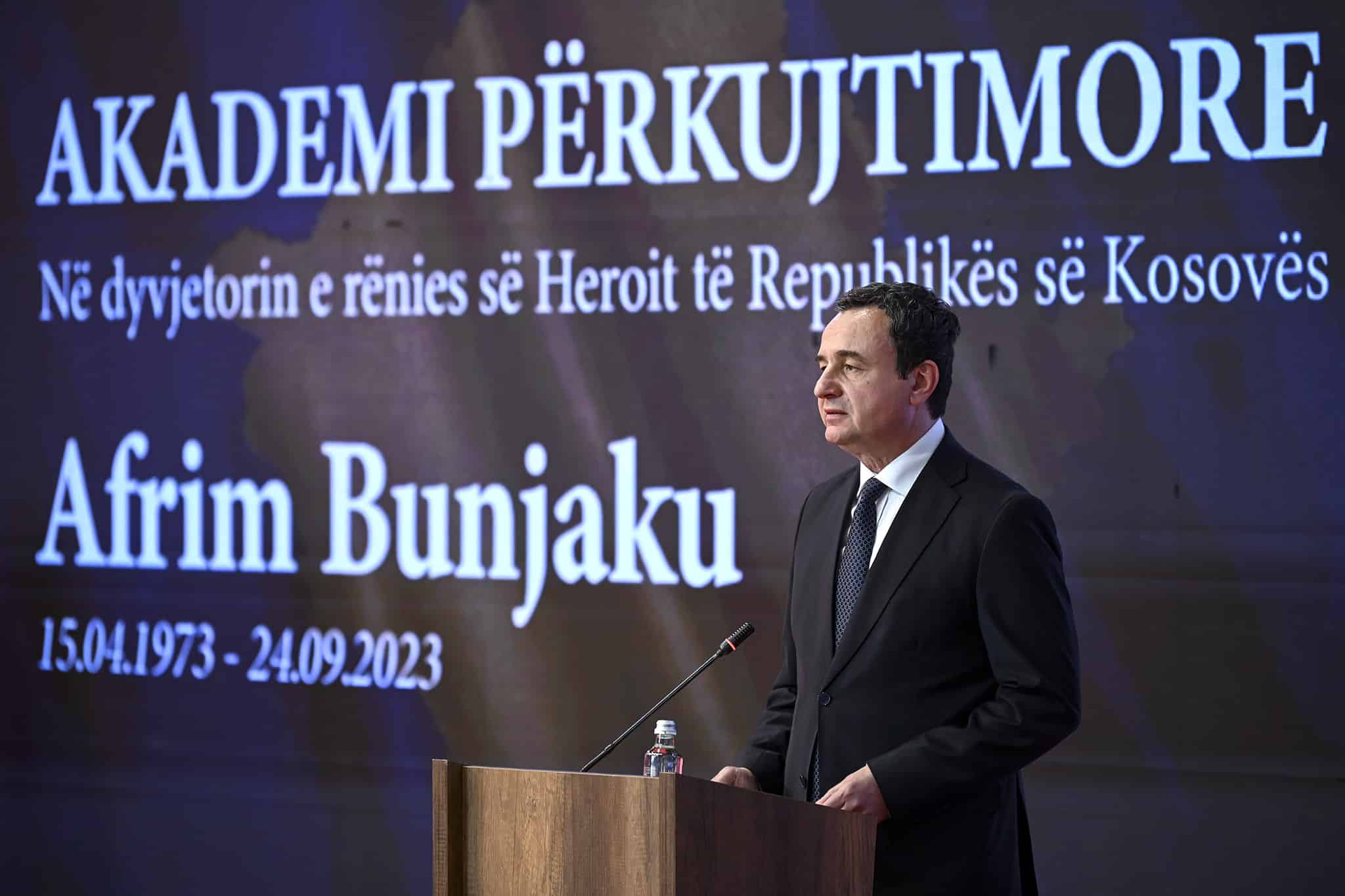 The speech of Prime Minister Kurti at the Memorial Academy in memory and honor of the Hero of Kosovo, Afrim Bunjaku