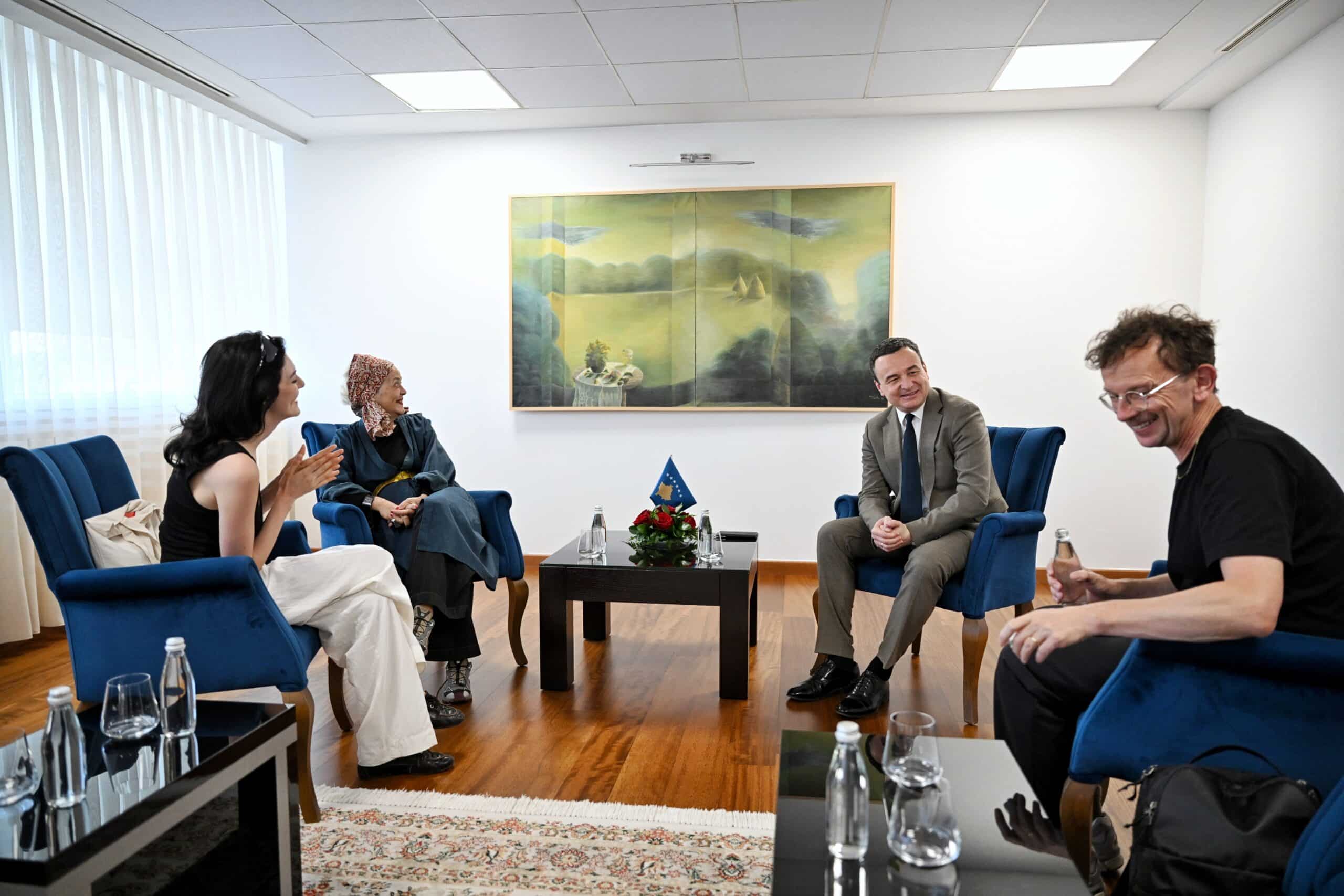 Acting Prime Minister Kurti hosted writers and curators Hicks and Vergès, accompanied by literary scholar Budima